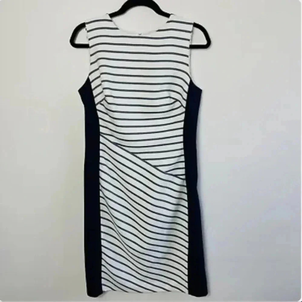 Women's Lauren Ralph Lauren Sleeveless Dress, White/Blue, Size 14, Pre-Owned